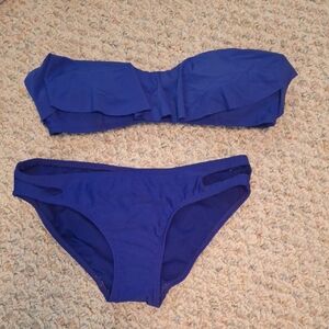 No Boundaries Royal Blue Ruffle Bikini Set